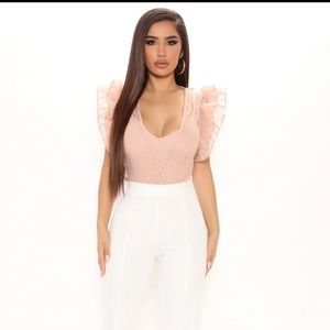 Fashion Nova Pink Energy Lace Bodysuit